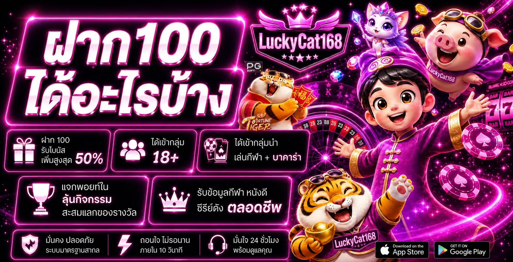 แบนเนอร์สิทธิประโยชน์สมาชิก LuckyCat168